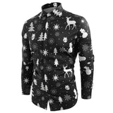 Men Long Sleeve Shirt New Fashion Casual Print Turn-down Collar Large Size Christmas Shirts Men Clothing