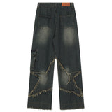 Vintage Baggy Jeans Star Patchwork Loose Straight Denim Pants New Men Hip Hop Streetwear Jeans jinquedai