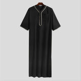 Muslim Men Jubba Thobe Solid Color Button Kimono Middle Robe Saudi Musulman Shirt Stand Collar Islamic Arabic Kaftan Men Abaya jinquedai