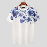 Men's Floral Printed T-shirt Summer Short Sleeve Fashion O Neck Slim Tees for Men Casual Streetwear S-5XL Vintage Leisure jinquedai