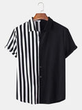 Mens Clothing Summer New Men's Short-sleeved Shirt Black and White Stripes Fashion Simple Camisas Para Hombre jinquedai