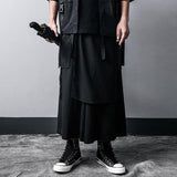 Techwear Wide Leg Pants Punk Gothic Black Trousers Male Goth Cotton Linens Summer Japanese Style Streetwear Hip Hop jinquedai