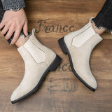 Jinquedai Chelsea Boots Men Boots Faux Suede Solid Color Classic Business Casual Versatile British Style Slip-On Fashion Ankle Boots CP039 jinquedai