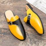 Designer Brand Luxury Black Half Shoes For Men Leather Shoes Mens Mules Casual Slides Slippers Sandals Men Fashion Mocassin jinquedai