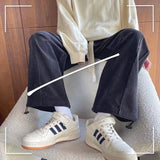 Corduroy Pants Men Fashion Oversized Cargo Pants Men Japanese Streetwear Hip-hop Loose Straight Wide Leg Pants Mens Trousers jinquedai