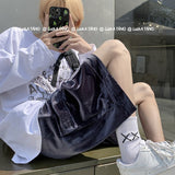 Summer Gold Velvet Shorts Men Fashion Casual Pocket Shorts Men Streetwear Hip-hop Straight Cargo Shorts Mens Five-point Pants jinquedai