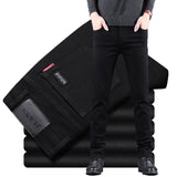 Men's Cotton Jeans Denim Pants New Business Casual Elasticity Oversized Classic Style Trousers Clothing Male Black Blue Pants jinquedai