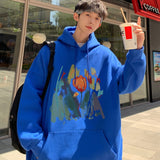 Jinquedai  Flower Graphic Men's Hoodies Fashion Brand Loose Hip Hop Hooded Sweatshirts Couple Clothing Korean Style Pullovers jinquedai