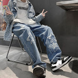 New American style Vintage high Street ManY2K Autumn Winter Loose  hundred Take Straightcylinderfeeling Couple longpants jinquedai