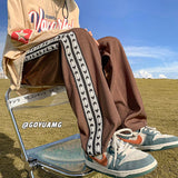 Men's High Street Casual Pants Striped Hip Hop Straight-leg Fashion Male Trousers Harajuku Baggy Summer Pants jinquedai