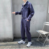 Japanese Ami Khaji Overalls Men Cargo Pockets Overalls Couple Loose Straight Casual Sashes Trousers Jumpsuit Bf Loose Top Pants jinquedai