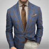 Men Blazer Slim Fit New Men's Plaid Lapel Long Sleeve Suit Jacket Casual Fashion Business Suit jinquedai