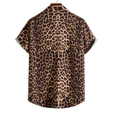 Leopard Floral Shirt Men Camisa Masculina Brand Slim Fit Short Sleeve Hawaiian Shirt Men Party Beach Casual Shirts Male XXL jinquedai