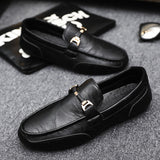 Casual Men Leather Shoes Luxury Brand Slip on Formal Loafers Moccasins Italian Black Male Driving Flat Breathable Solid jinquedai