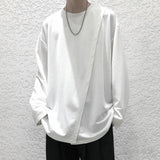 Side Slit Men O Neck Long Sleeve Sweatshirts Autumn Spring Loose Fashion T Shirt All-match Casual Harajuku Oversize Clothes jinquedai