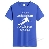 Jinquedai  Never Underestimate An Old Man on Skis T Shirt Men Adventure SKI Casual Tshirt Gift for Snowboarder Love Snowboarding Tee jinquedai