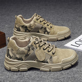 Casual shoes men's wild trend breathable Outdoor sports shoes running Tennis sneakers Winter leather Work Shoes Camouflage jinquedai