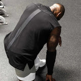 Mesh Patchwork Men Tank Top Gyms Workout Fitness Bodybuilding Sleeveless Shirt Male Cotton Sports Singlet Vest Man Undershirt jinquedai