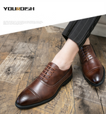 Jinquedai  Men Shoes Red Sole Fashion Business Casual Party Banquet Daily Retro Carved Lace-up Brogue Dress Shoes CP008 jinquedai