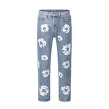 Jinquedai  Vibe Style Chic Cotton Print Kanye West Vintage Men Pencil Jeans Pants Retro Washed Hip Hop Women Slim Kpop Denim Trousers jinquedai