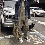 Japanese Retro Ami Khaki Overalls Men's Loose Suspenders Rompers Suits Bf Skills Jumpsuits Cotton Mechanic Function Work Pants jinquedai