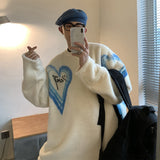Fashion Heart Graphic Men's Sweaters Soft Warm New Brand Round Neck Pullovers Casual Male Large Size Clothing jinquedai