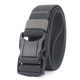 Elastic Belt Men Aluminum Alloy Black Pluggable Buckle Tactical Belts Breathable Comfortable Nylon Male Jeans Belt High Quality