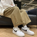 Oversized Wide Leg Pants Men Fashion Khaki White Black Casual Pants Men Streetwear Hip-hop Loose Straight Pants Mens Trousers jinquedai