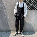 Japanese Ami Khaji Overalls Men Cargo Pockets Overalls Couple Loose Straight Casual Sashes Trousers Jumpsuit Bf Loose Top Pants jinquedai