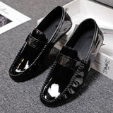 Casual Men Glossy Shoes Luxury Brand Slip on Formal Loafers Moccasins Italian Black Male Driving Flat Breathable jinquedai