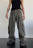 High street retro casual large pocket overalls men's and women's new summer high waist loose straight tube draped wide leg pants jinquedai