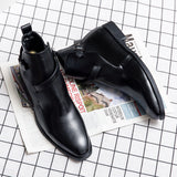 JinquedaiNew Men Ankle Boots PU Solid Color Classic Fashion Business Casual Street Party Yuppie Buckle Elegant Men Shoes CP032 jinquedai