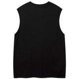 Oversized Vest Star Patchwork Y2K Tops Men Harajuku Streetwear Tank Vests Fashion Casual Loose Cotton Hip Hop Vest Black jinquedai