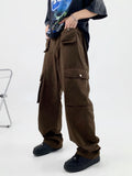 European and American retro casual overalls, men's high street fashion, INS, niche design, multiple pockets, loose straight jinquedai