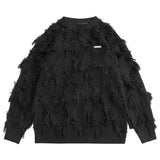 Distressed Tassel Sweaters Men's Oversized Streetwear Sweaters Black White Fashion Hip Hop Jumpers Knitted Pullovers jinquedai