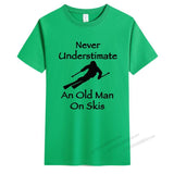 Jinquedai  Never Underestimate An Old Man on Skis T Shirt Men Adventure SKI Casual Tshirt Gift for Snowboarder Love Snowboarding Tee jinquedai