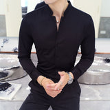 Jinquedai  New style Male spring long sleeve shirts/Men's High quality Stand collar pure cotton Business shirts/Plus size S-5XL jinquedai