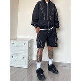 American style high street wind assault shorts men zipper design Harajuku casual tooling outdoor five-point pants summer jinquedai