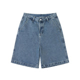 Denim Shorts Men's Summer Casual Loose Blue Jeans Shorts Baggy Harajuku Streetwear Hip Hop Short Pants jinquedai