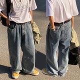 Oversized Baggy Jeans Men Fashion Retro Casual Wide Leg Jeans Men Streetwear Loose Hip Hop Straight Denim Pants Mens Trousers jinquedai