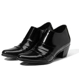 Jinquedai 6CM High Heels Ankle Shoes Men Pointed Toe Zip Black Leather Shoes for Men Party/Wedding/Business, Sizes 37-44 jinquedai