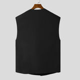 Jinquedai Fashion Men Vests O Neck Sleeveless All-match Irregular Waistcoats Men Solid Color Streetwear Casual Vests S-5XL jinquedai