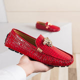 Jinquedai Brand Casual Shoes High Quality Men's Leather Shoes Snake Pea Shoes Spring Summer Leather Ladies Moccasin Loafers jinquedai