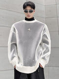 Darkwear Hollowed Out Mesh Design Long Sleeve Men Sweatshirt  New Autumn Korean Fashion Long Sleeve Male Tops jinquedai