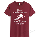 Jinquedai  Never Underestimate An Old Man on Skis T Shirt Men Adventure SKI Casual Tshirt Gift for Snowboarder Love Snowboarding Tee jinquedai