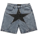 Streetwear Harajuku Denim Shorts  New Men Patchwork Oversized Hip Hop Blue Jeans Shorts Summer Casual Loose Shorts jinquedai