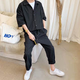 Japanese Ami Khaji Overalls Men Cargo Pockets Overalls Couple Loose Straight Casual Sashes Trousers Jumpsuit Bf Loose Top Pants jinquedai