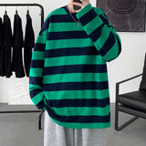 Jinquedai Harajuku Striped T shirts For Men Oversized Tees Man Casual Long Sleeve Tshirt Woman Loose Pullovers Tops 5XL jinquedai