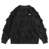 Distressed Tassel Sweaters Men's Oversized Streetwear Sweaters Black White Fashion Hip Hop Jumpers Knitted Pullovers