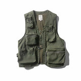 Techwear Men's Tank Top Cargo Vest Men Tactical Coat Tooling Streetwear Hip Hop Sleeveless Gilet Multi-Pocket Outdoors jinquedai